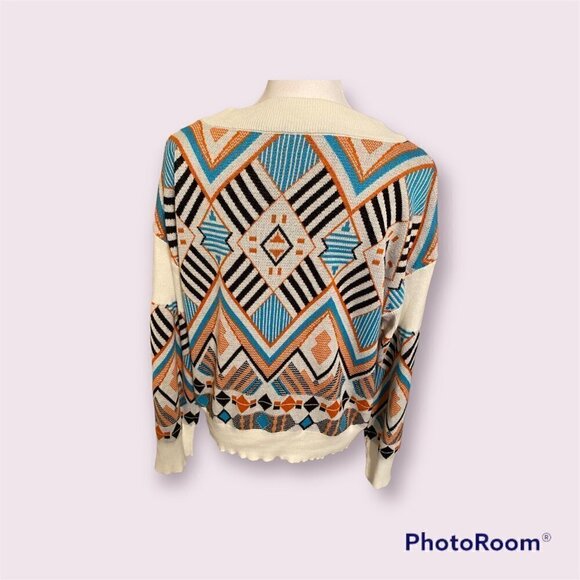 Geometrical Aztec Vibe Sweater Size S - Picture 3 of 4